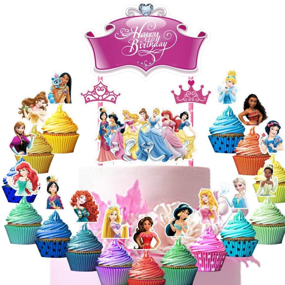 34 Pc Decorations for Princess Cake Topper Cupcake Toppers Set Birthday Party